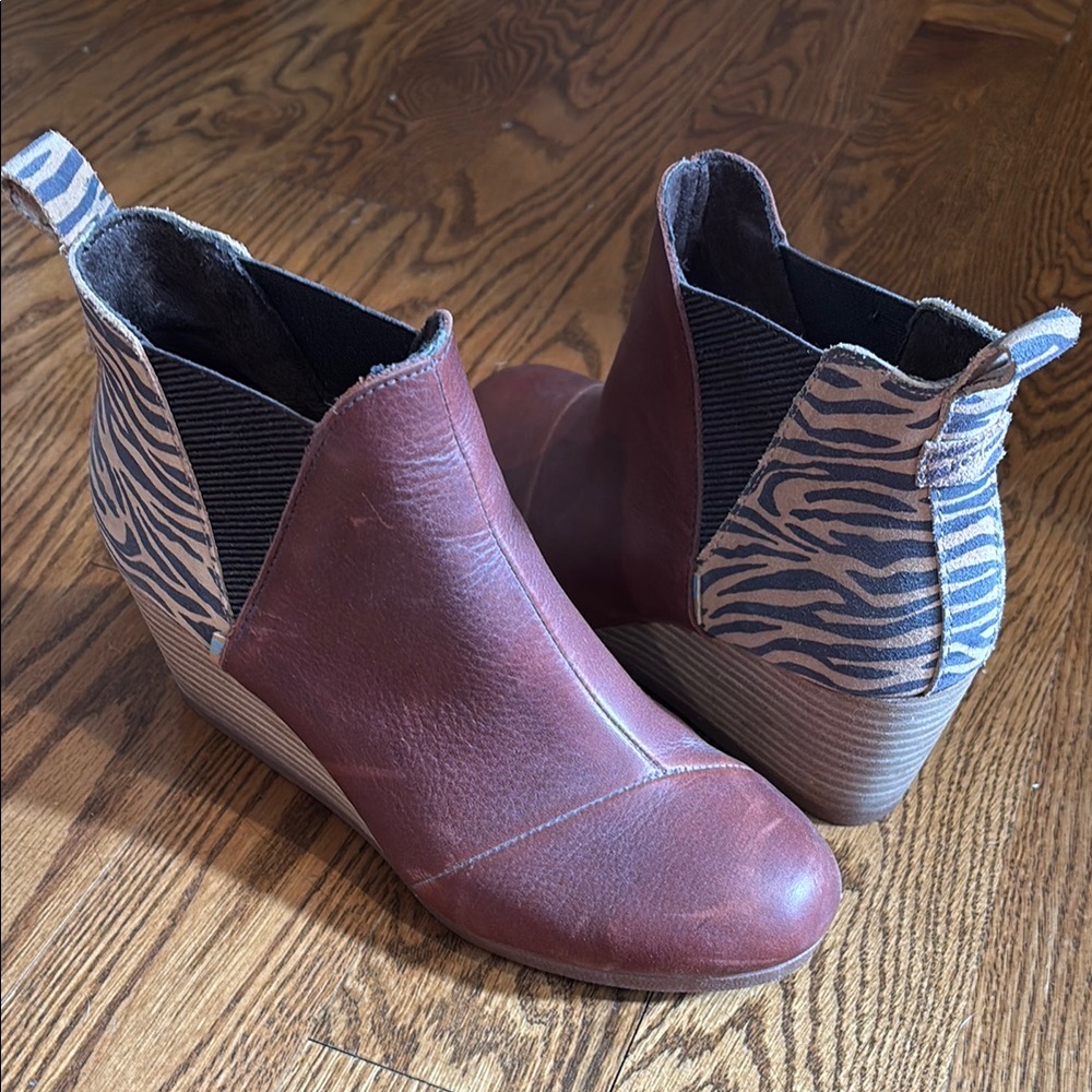 Leather Toms Kelsey Toms Kelsey Leather Wedge Bootie
